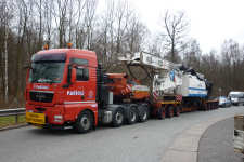 Fagioli, MAN 41.680 TGX , Transport eines Soilmec SR 100 Rammengrundgertes, Mrz 2012