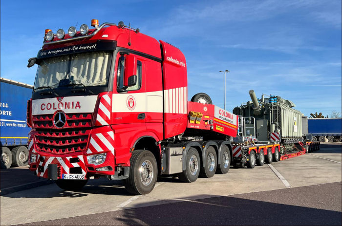 Colonia MB 4163 Arocs SLT mit Trafo Transport
