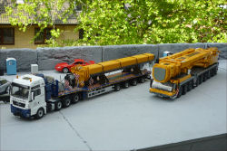 1/50 Modell, LTM 1500-8.1 84 m Ausfhrung , im Transport, mit Telemast Transport, Frhjahr 2019